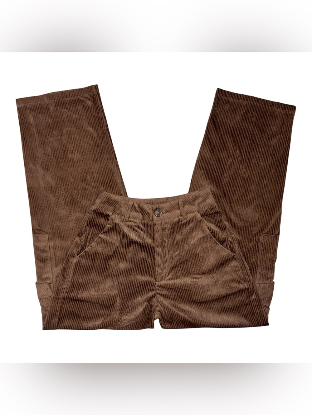 Women’s Brown Corduroy Pants - Relaxed Straight Fit Size 24”
